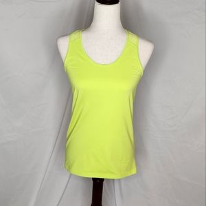 Athleta Neon Green Ruched Sheer Racer Back Tank Top Size M